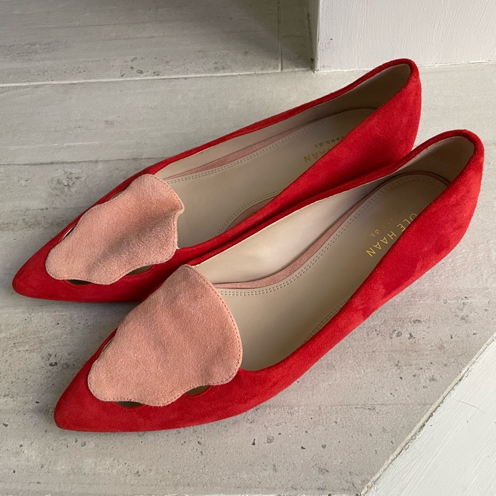 Cole Haan suede pink/red kitten heel sz 7.5
